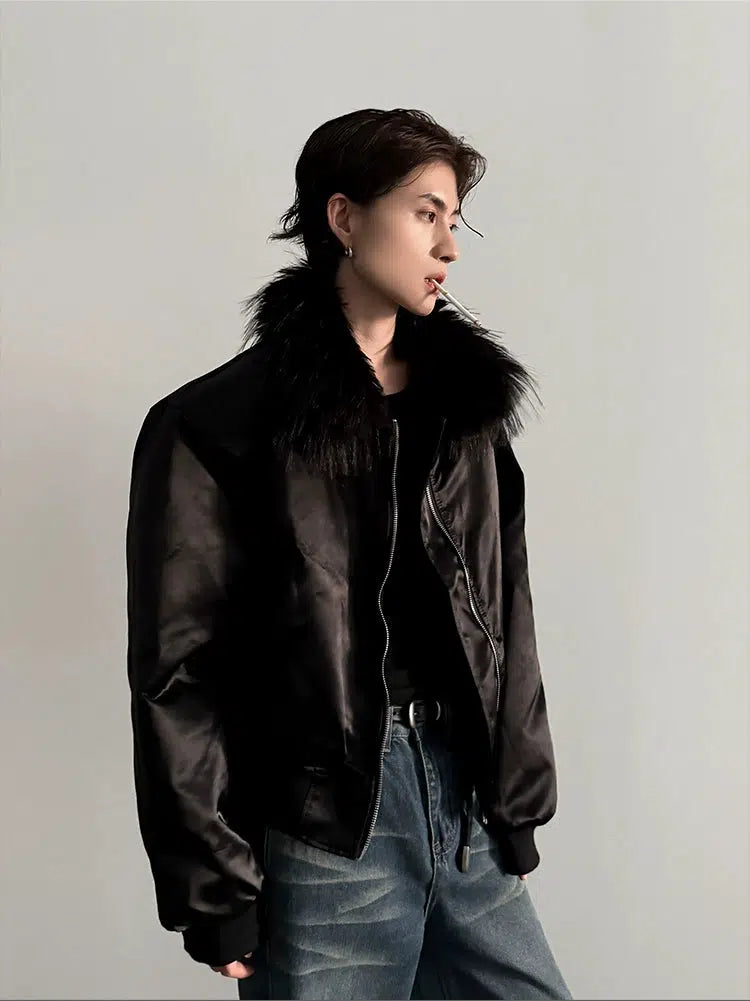 Faux Fur Collar Jacket Youthful Men's Pop