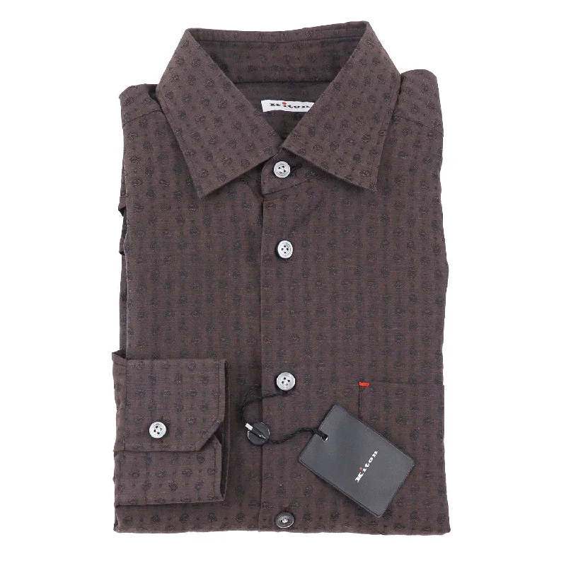 Kiton Slim-Fit Patterned Cotton Shirt Cclassic Men's Tweed