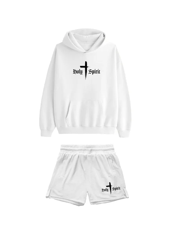 Holy Spirit Comfort Hoodie/Short Set - White Confident Men's High