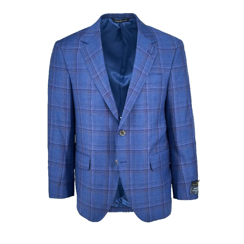 Blue & Violet Check Sport Coat Sleek Men's Metallic