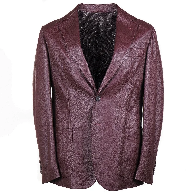 Rifugio Burgundy Deerskin Leather Blazer Refined Men's Velvet