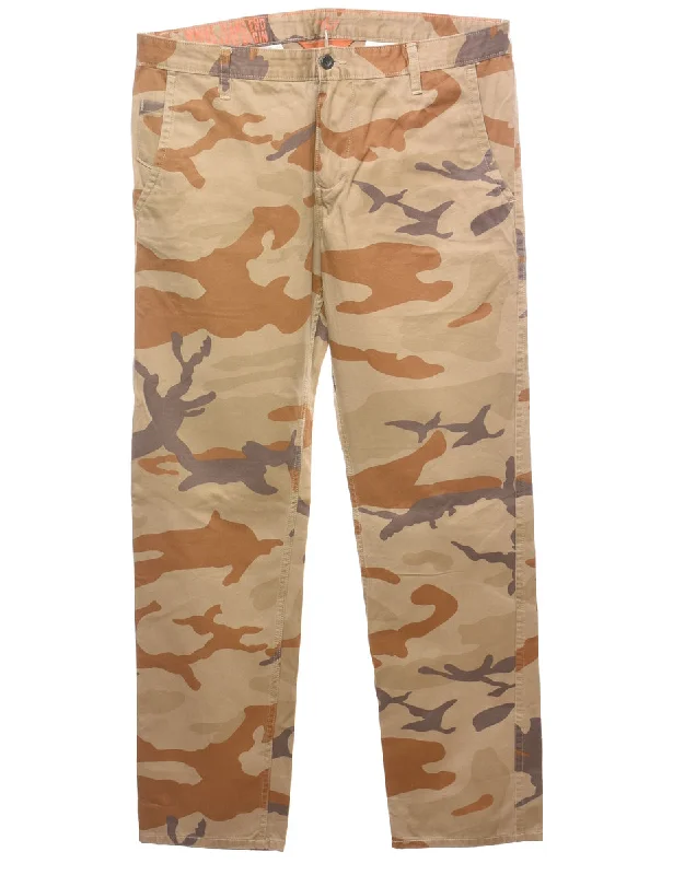 Camouflage Print Cargo Trousers - W37 L31 Artistic Men's Hand