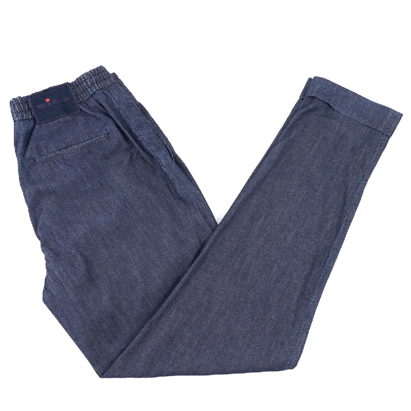 Kiton Chambray Denim Jogger Pants Trendy Men's Bucket