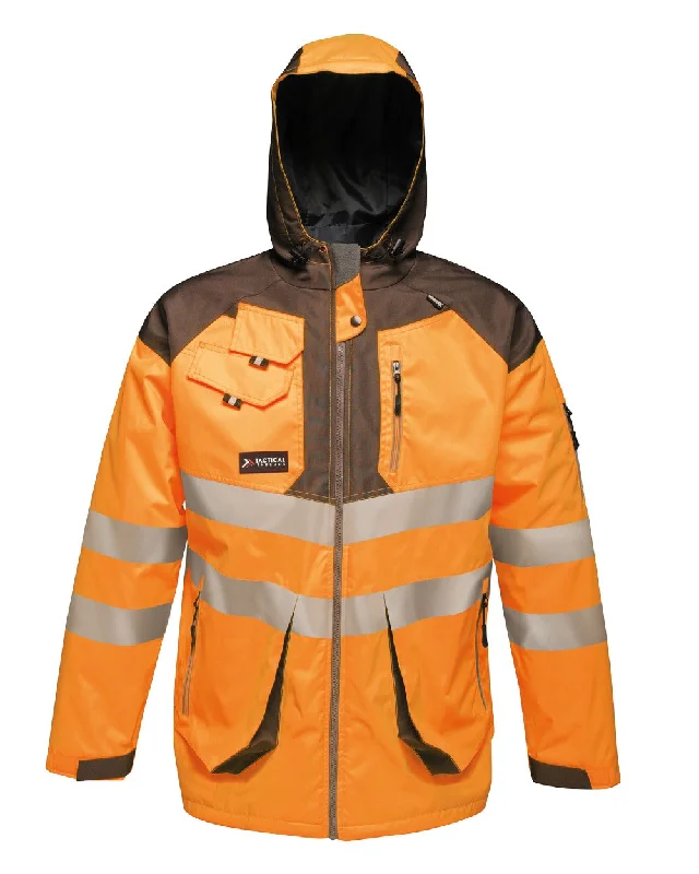 Regatta Mens Hi-Vis Waterproof Reflective Parka Jacket Traditional Men's Wool