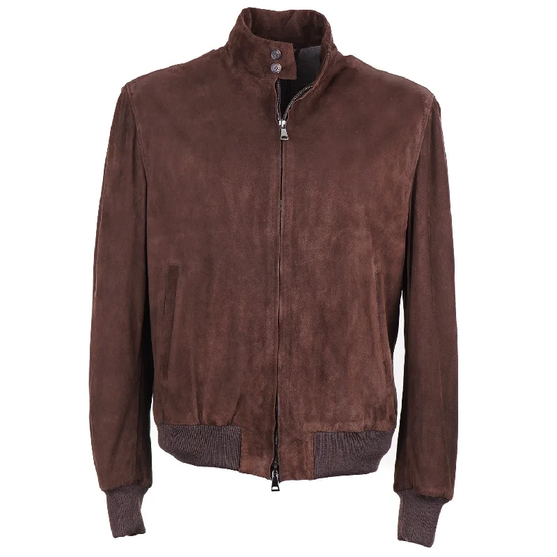 Rifugio Wool-Lined Suede Bomber Jacket Laid