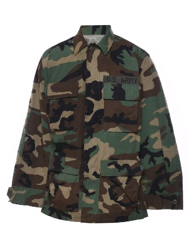 Woodland Camouflage Print U.S Army Military Jacket - M Practical Men's Quick