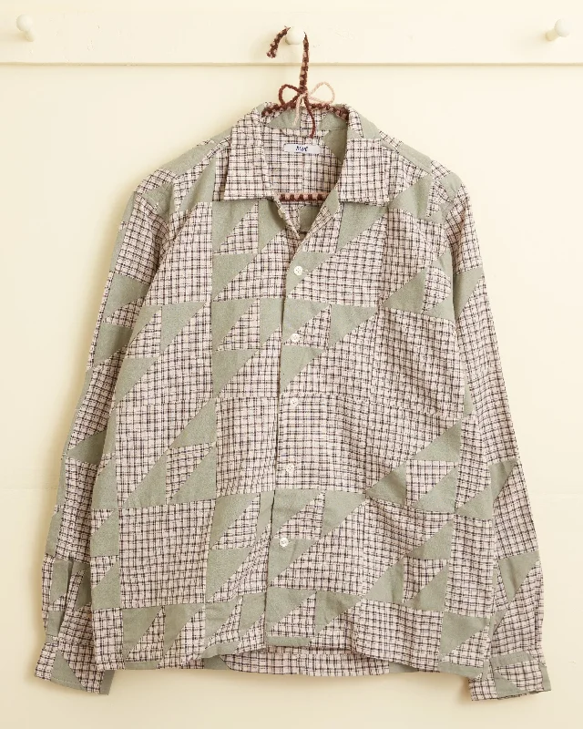 Wandering Lover Quilt Long Sleeve Shirt - Mint Hip Men's Urban