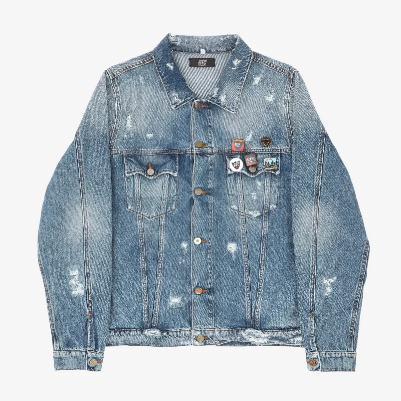 Distressed Denim Jacket Confident Men's Power