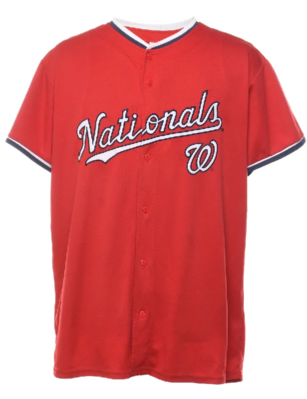 Embroidered Red & White #22 Nationals Jersey - L Stylish Men's Neon