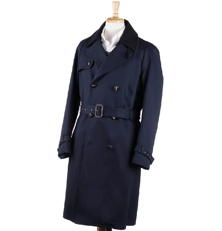 Boglioli Navy Cotton Coat with Wool Liner Rugged Men's Outdoor 