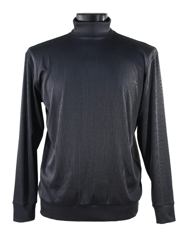 Log In Long Sleeve Turtle Neck Men's T-Shirt - Solid Pattern Charcoal #633 Casual Men's Short