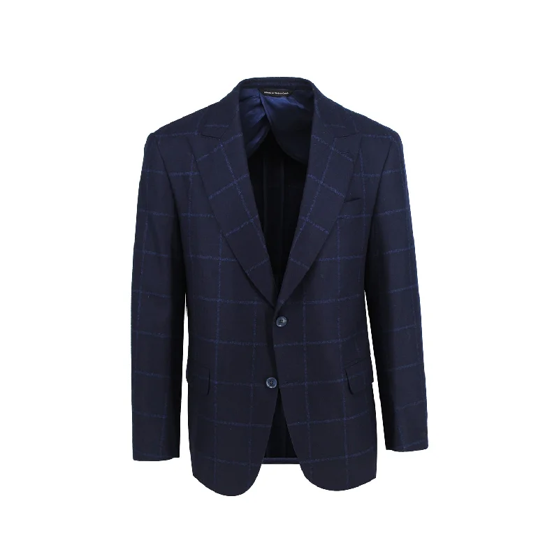 Navy Window Pane Sport Coat Modern Men's Geometric