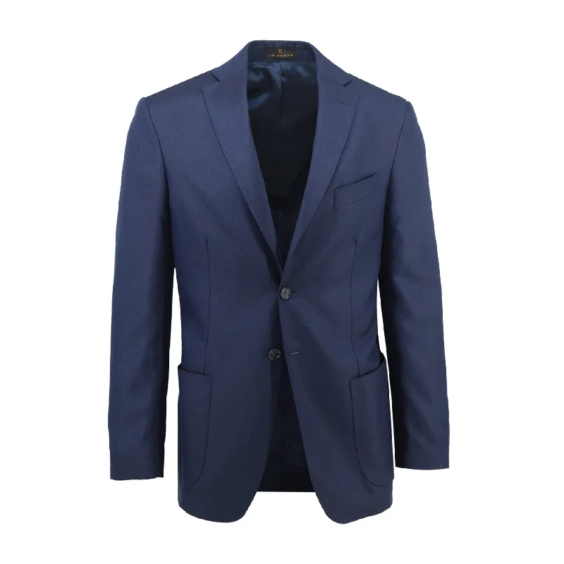 Cashmere Navy Herringbone Sport Coat Refined Men's Classic 