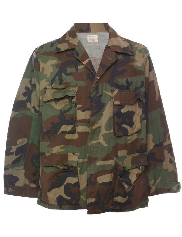 Woodland Camouflage Print U.S Army Military Shirt - M Masculine Men's 