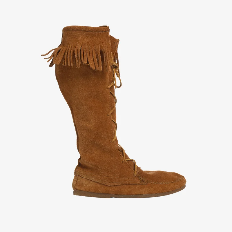 Moccasins 1922 Suede Knee High Boots Elegant Men's Cashmere