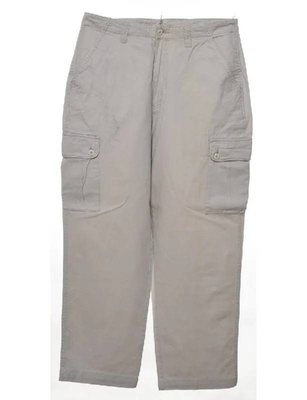 Beige Cropped Y2K Style Cargo Trousers - W32 L28 Polished Men's Silk