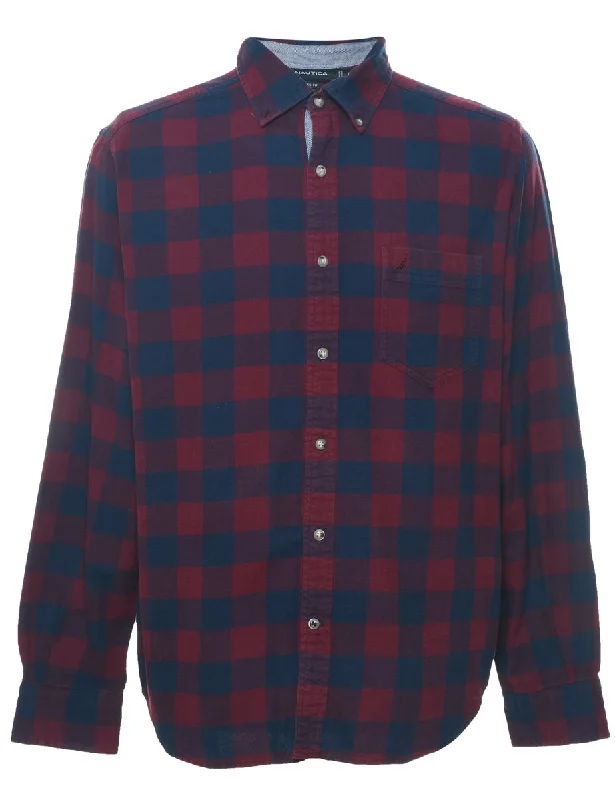 Nautica Checked Shirt - L Trendy Men's Scandinavian