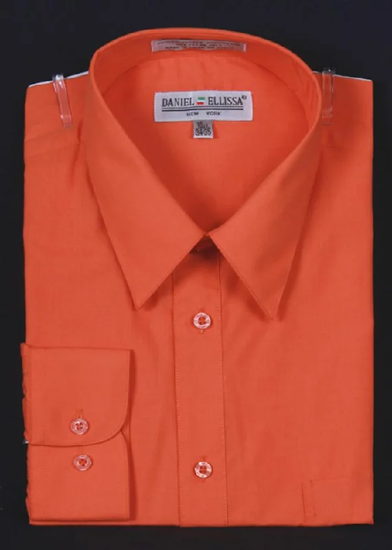 Men's Orange Long Sleeve Dress Shirt Polished Men's Satin