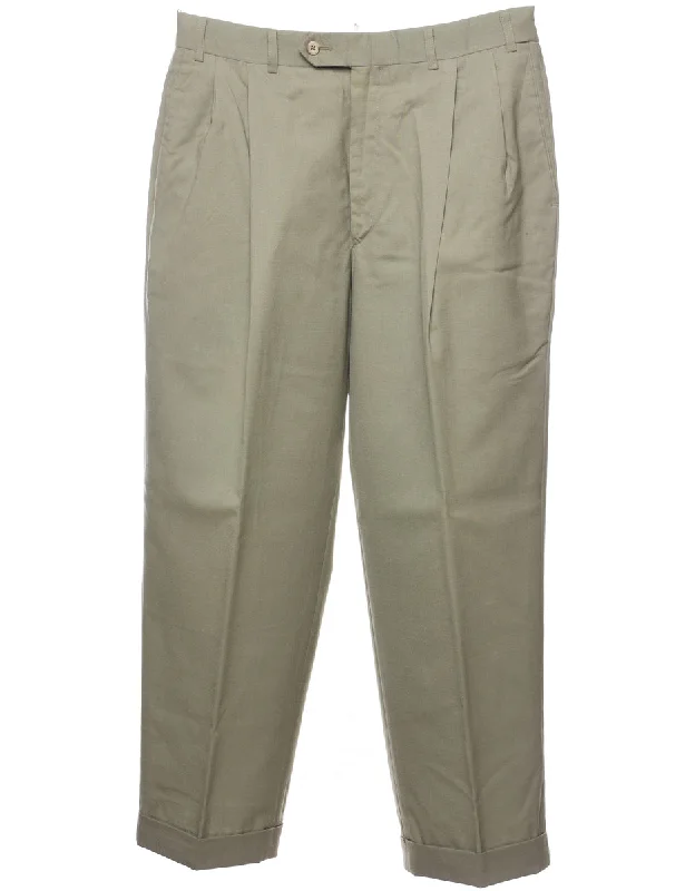 Classic Light Green Tapered Trousers - W33 L28 Refined Men's Hand