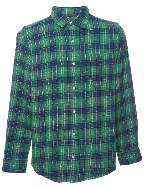 Green Checked Shirt - M Cool Men's Distressed