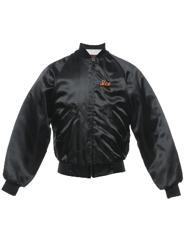 Black & Orange Embroidered Vintage Bomber Jacket - XS Practical Men's Multi