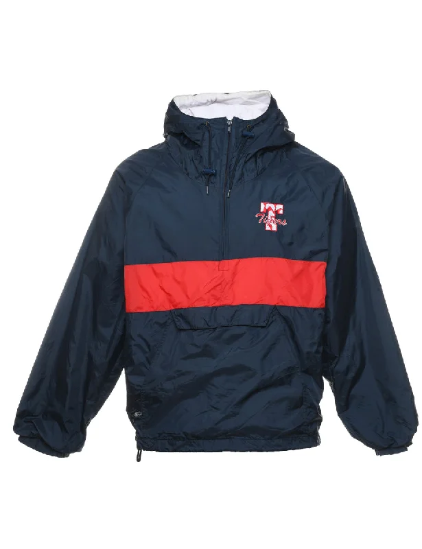 Navy & Red Basketball Design Nylon Jacket - M Modern Men's Geometric