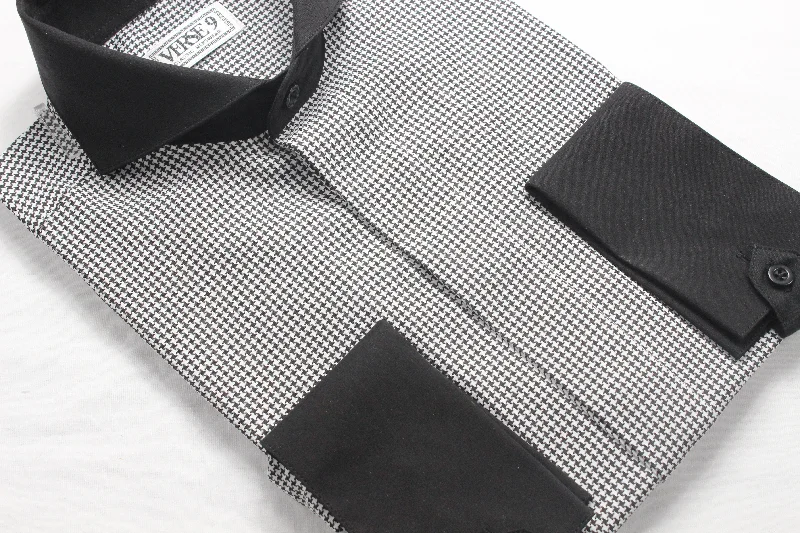 Houndstooth 1 | Black & White | French Cuff Shirt Confident Men's Power