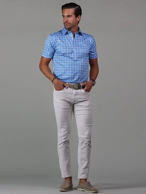 Collars & Co -Polo - Laguna Blue Check Relaxed Men's Australian 