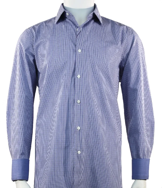 Cado Long Sleeve Button Down Men's Fashion Shirt - Plaid Pattern Blue #248 Artistic Men's Avant