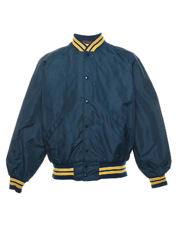 Navy & Yellow Vintage Bomber Jacket - L Bold Men's Statement