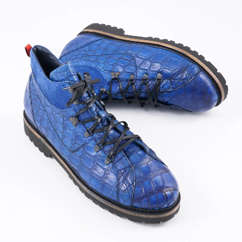 Kiton Blue Crocodile Hiking Boots Business