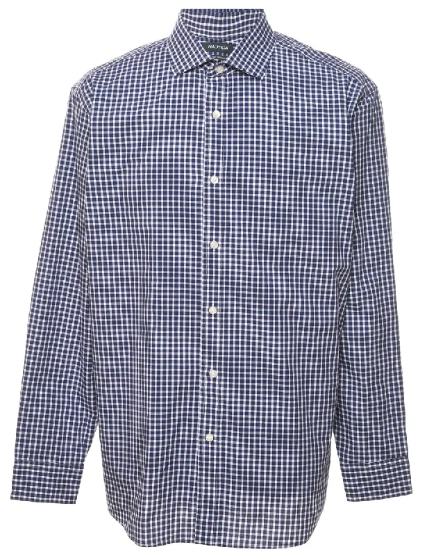 Nautica Navy & White Gingham Shirt - XL Athletic Men's High