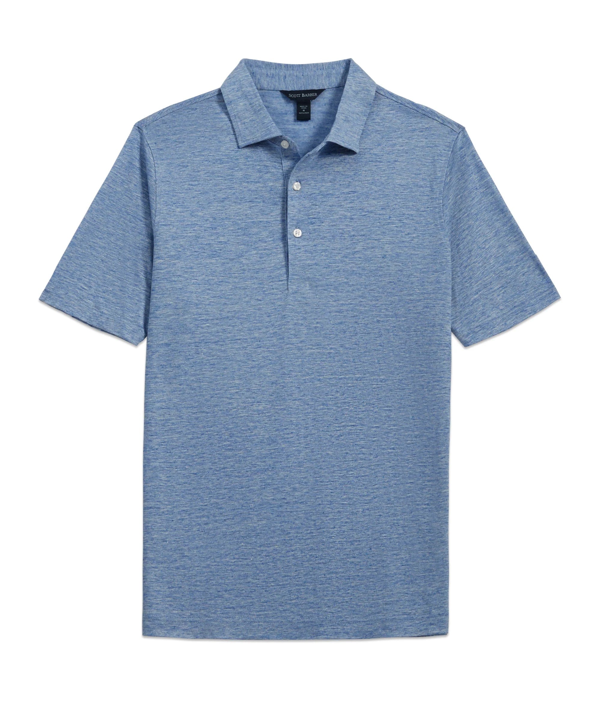 Scott Barber Linen Melange Polo Shirt Refined Men's Classic 