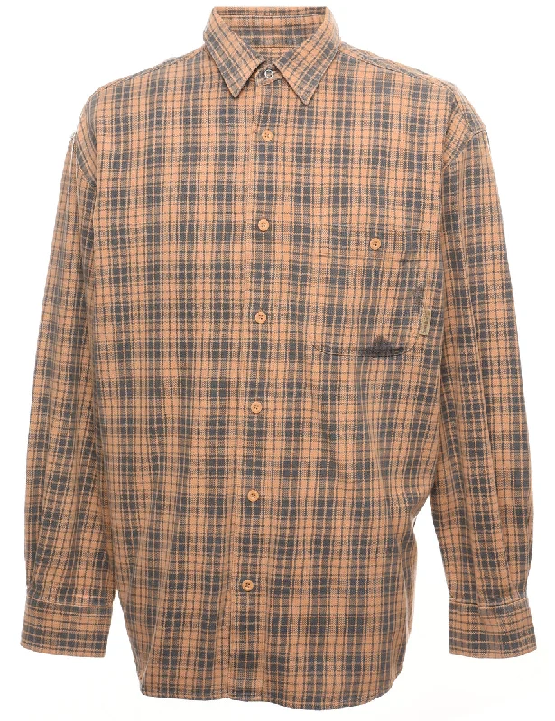 Brown & Beige Classic Flannel Shirt - L Cool Men's Skate