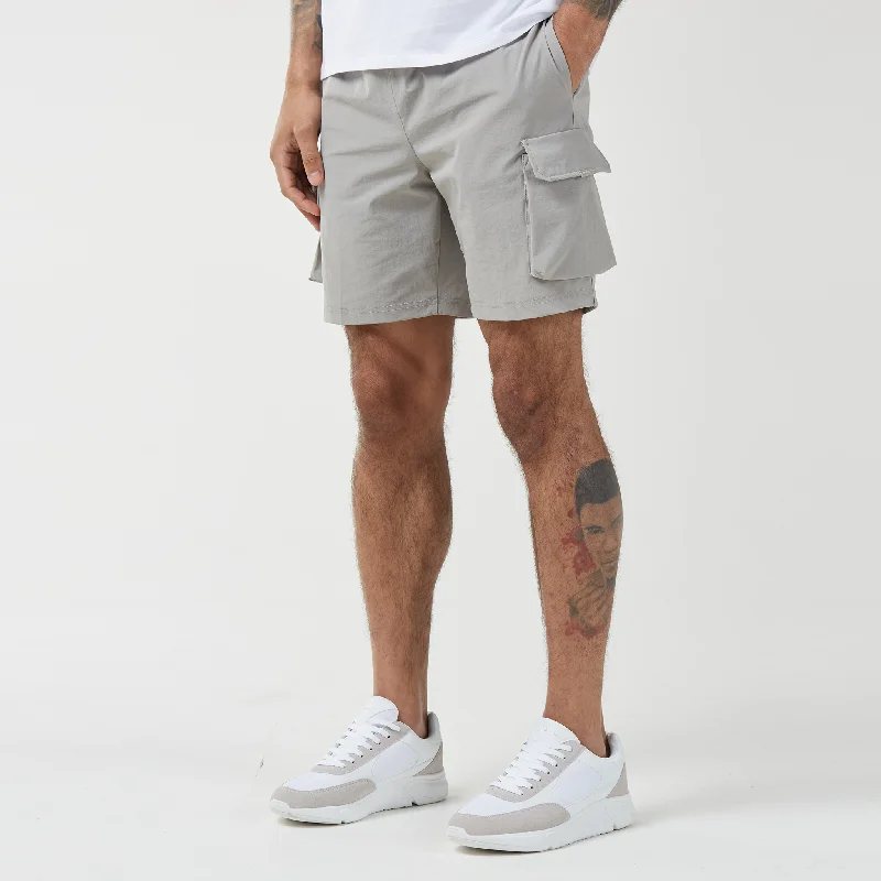 Premium Tech Cargo Short | Stone Monochromatic All