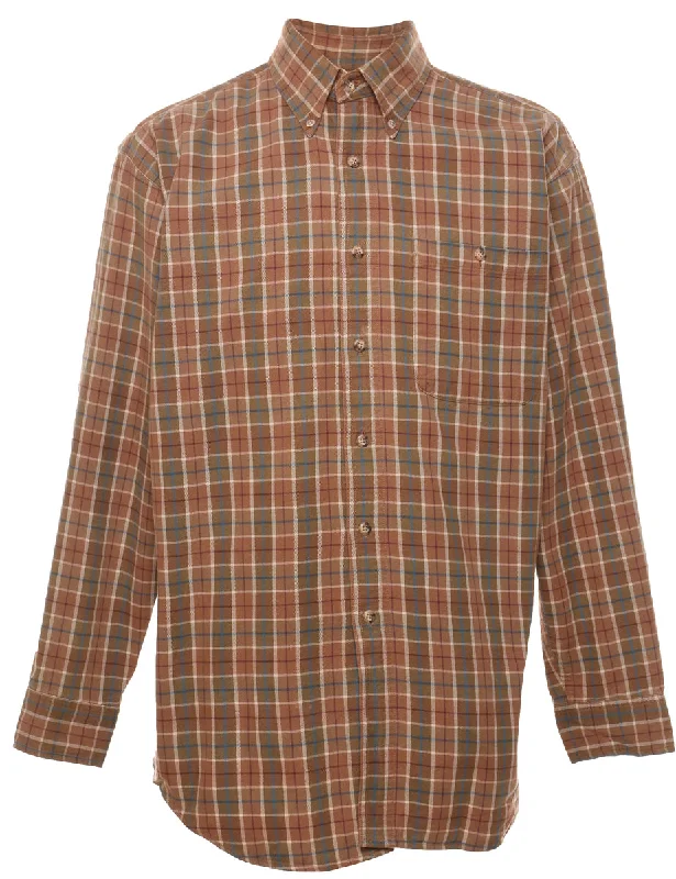 Light Brown & Blue Checked Shirt - L Youthful Men's Pop