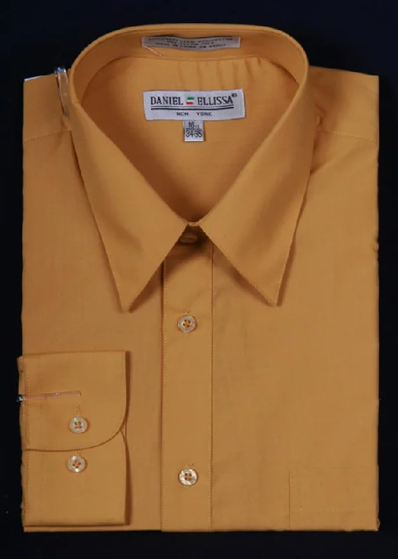 Men's Mustard Long Sleeve Dress Shirt Hip Men's Retro