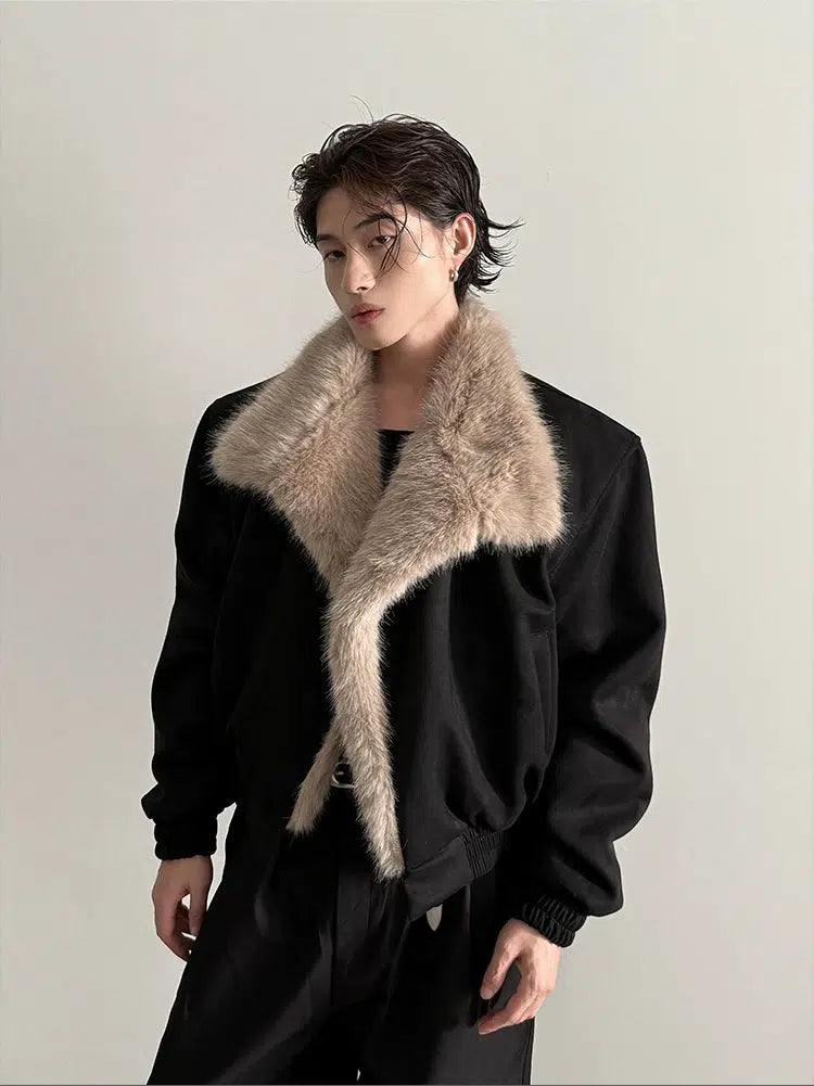 Faux Fur Collar Jacket Stylish Men's Tropical 