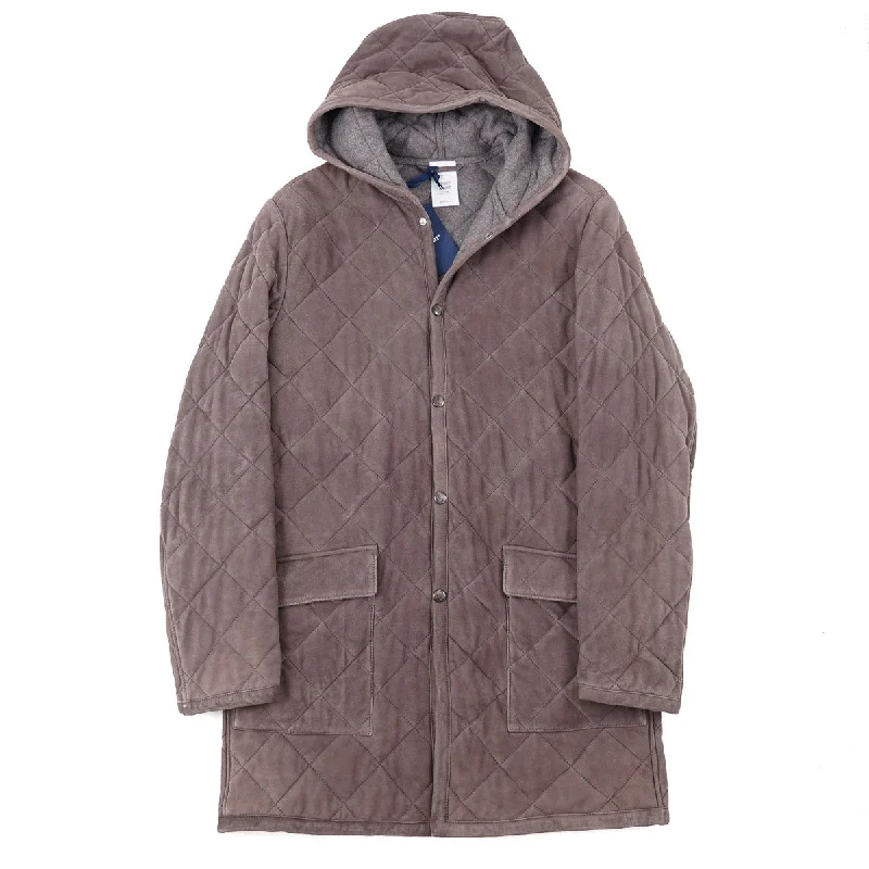 Mandelli Cashmere-Lined Quilted Suede Parka Modern Men's Tech