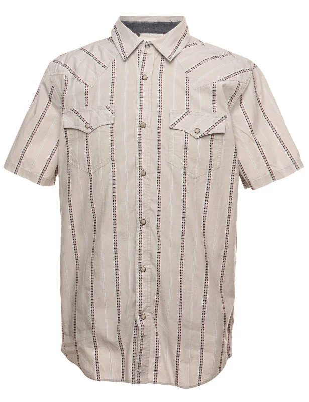 Striped Beige Western Shirt - M Modern Men's Tech