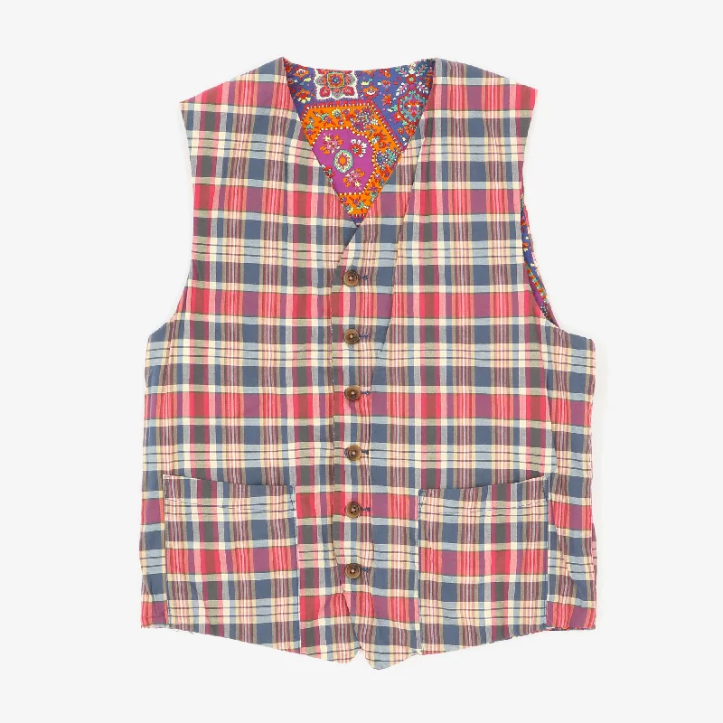 Reversible Patterned Vest Polished Men's Silk