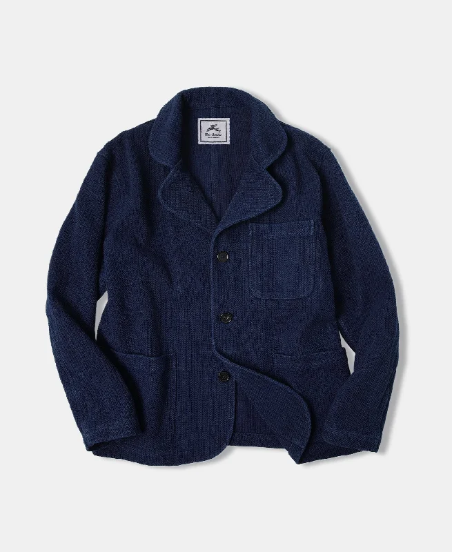 Indigo-Dyed Sashiko Work Jacket Artistic Men's Hand