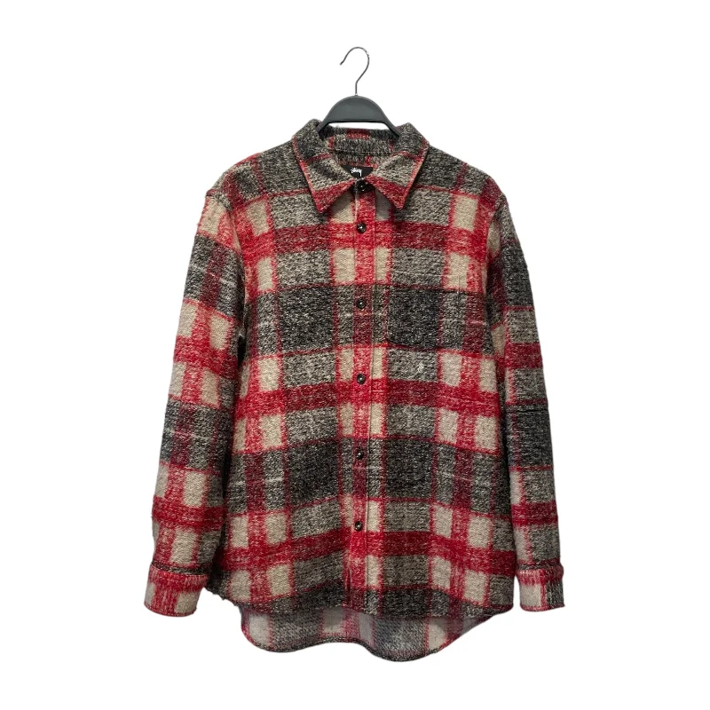 STUSSY/Jacket/M/Wool/RED/Plaid/ Relaxed Men's Beach