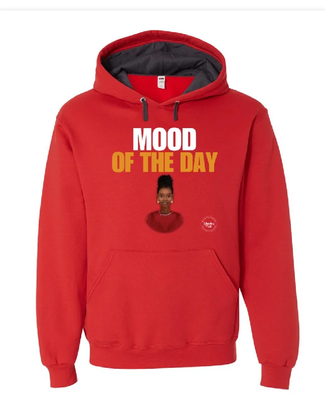 Mood of the Day Hoodie - Happy (Black Woman, red shirt) Artistic Men's Hand