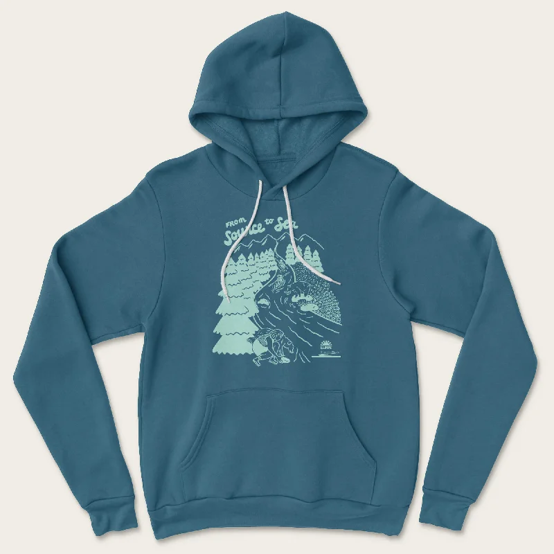 Source to Sea Unisex Hoodie - Heather Deep Teal Confident Men's Power