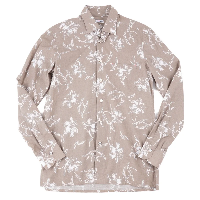 Kiton Floral Printed Cotton Shirt Rugged Men's Outdoor 