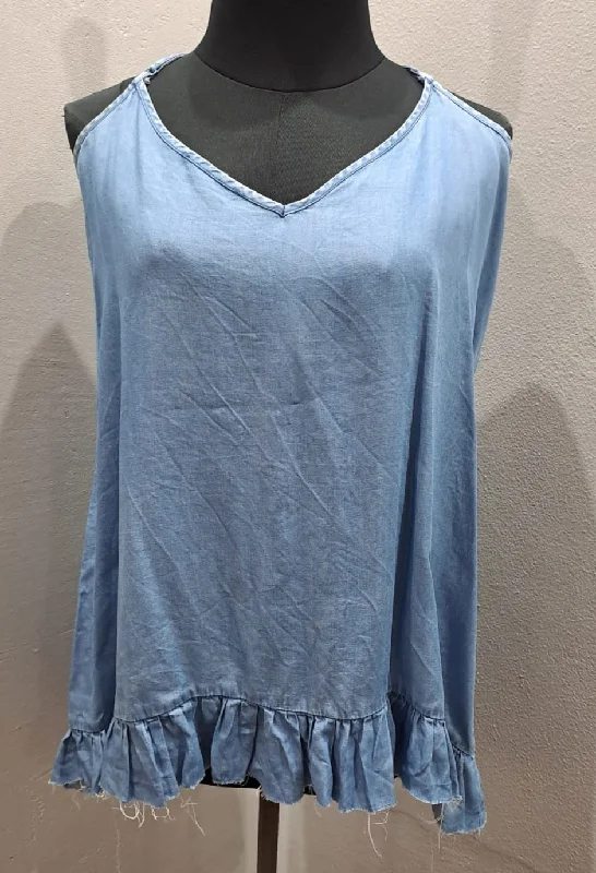 Denim Frill Cami Top (XLarge) Edgy Men's Punk