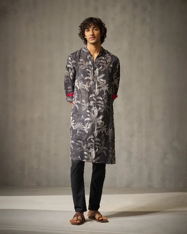 Astral Kurta - Black & Grey Print Sporty Men's Tennis