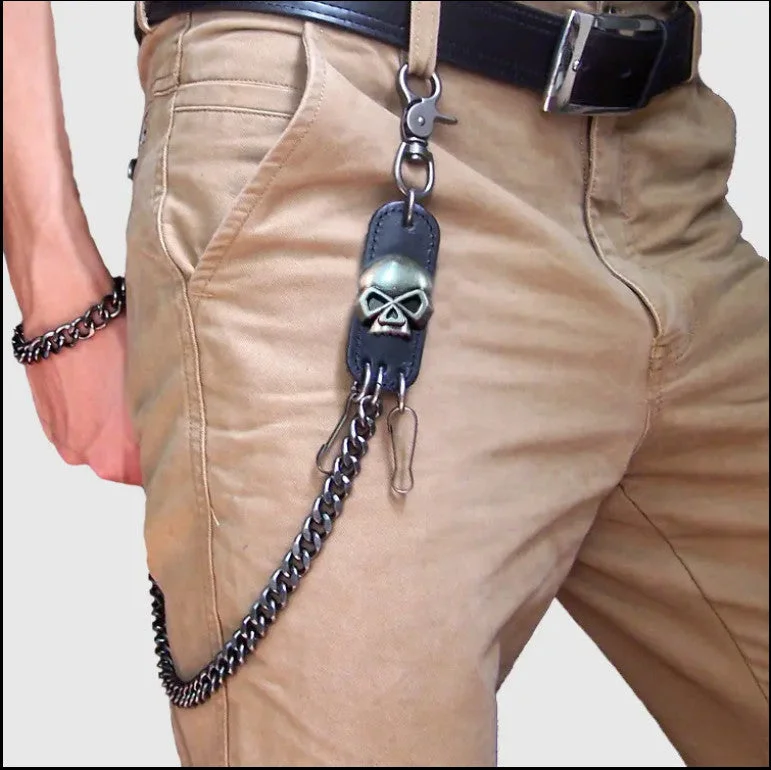 Skull Faced Wallet Chain Sporty Men's Athleisure 