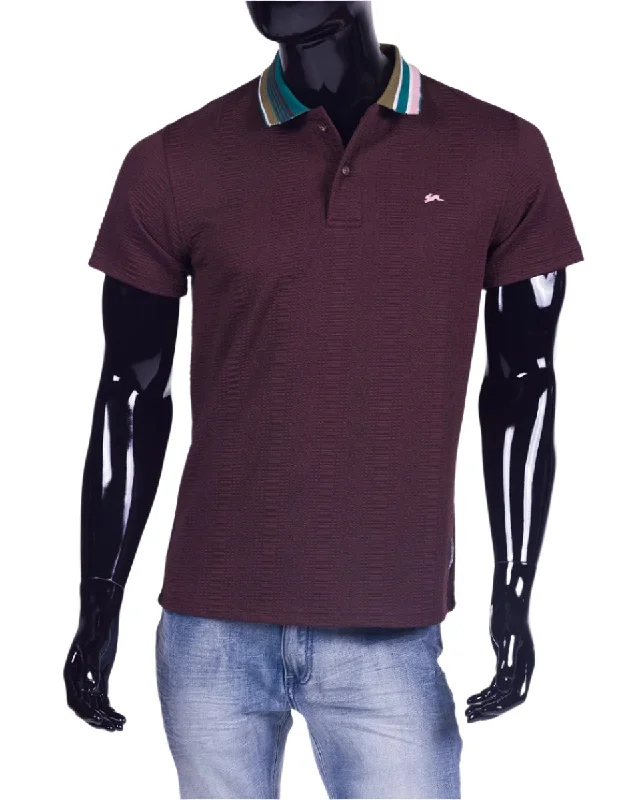 Bishop | Men's Short Sleeve Fancy Knit Polo Sleek Men's Metallic